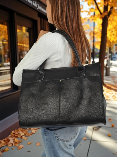 Sac à main pour femmes Aristea Nero noir cuir écologique 41x31 élégant