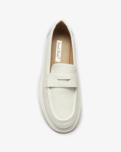 Mocassins blancs pour femme en cuir écologique Zibom- Footwear