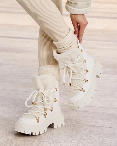Royalfashion Bottes de neige Lozin à lacets pour femme