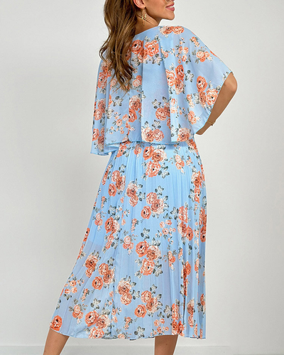 Royalfashion Robe midi plissée à motif floral pour femme