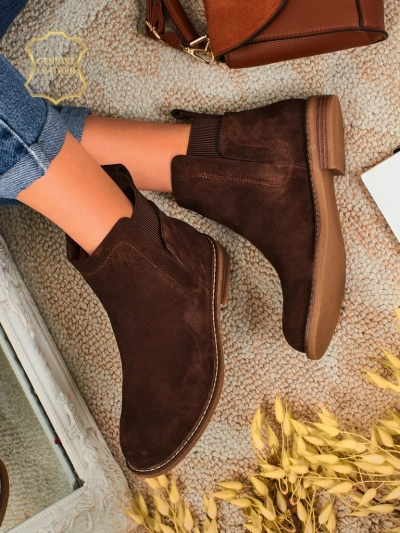 Cuoio Elegante : Bottines en Daim Marron pour Femmes Élégantes