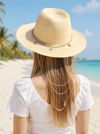 Royalfashion Chapeau de paille pour femme Golden Halo