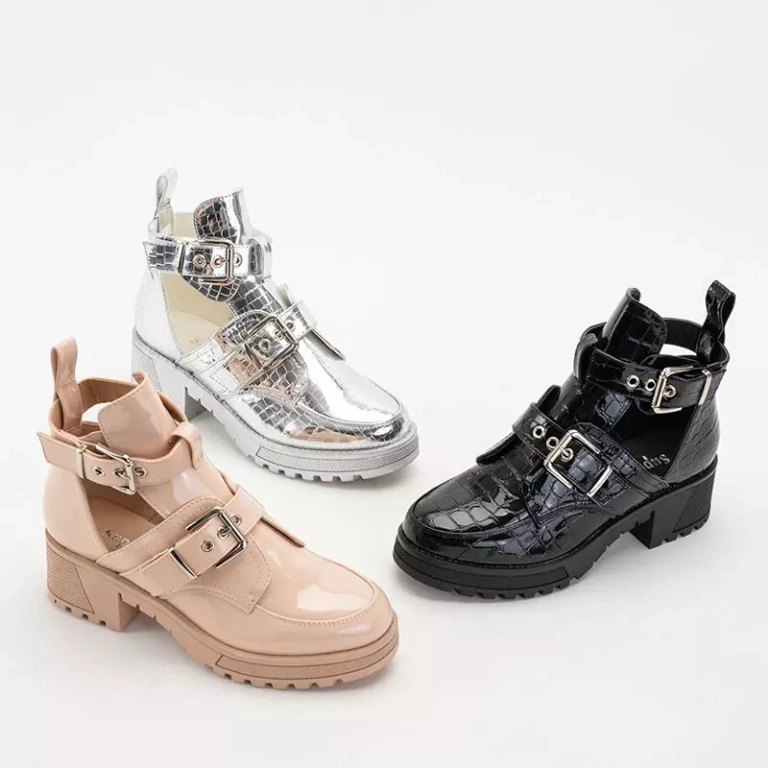 OUTLET Boots femme beiges embossées Lerika - Chaussures