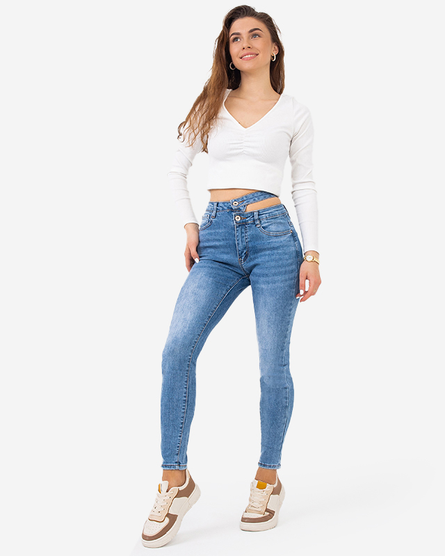 Jean skinny bleu femme avec découpe Vêtements royal-fashion