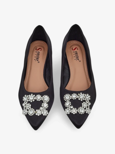 Royalfashion Ballerines pour femme en tissu satiné avec une boucle Legant