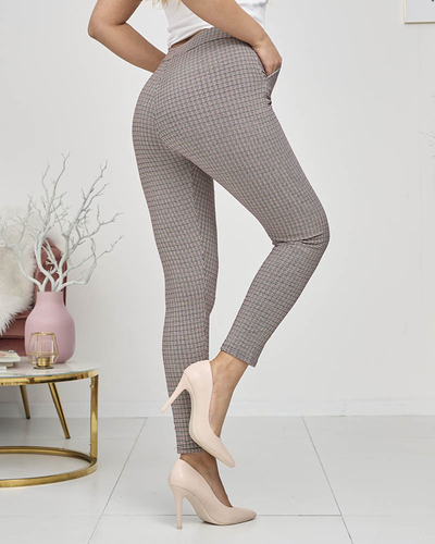 Treggings à carreaux marron et noir pour femmes - Vêtements