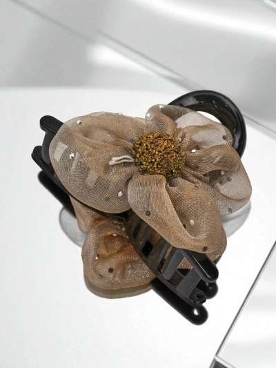 Royalfashion Pince à cheveux avec fleur en tulle et centre pailleté