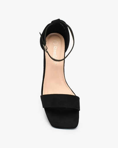 Royalfashion Sandales basses à talon aiguille pour femme en noir Helrem