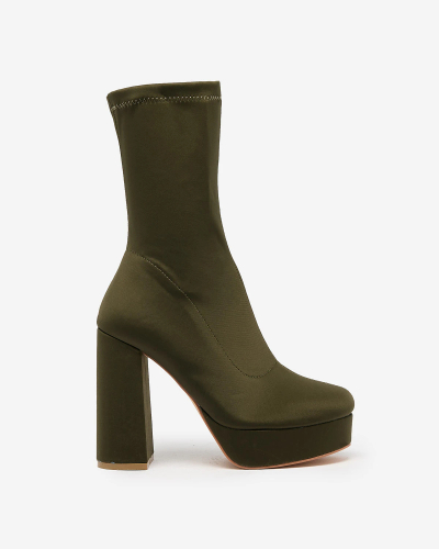 Royalfashion Bottes à talons hauts Diva Rises vert foncé pour femme