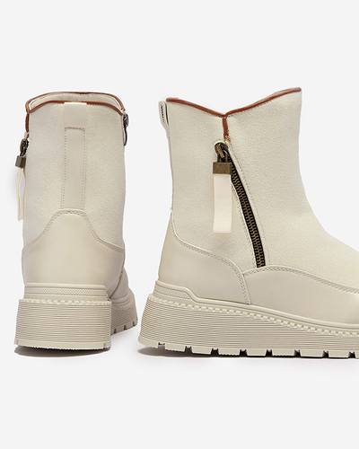 Crème Bottes à talon plat pour femmes Mefina- Footwear
