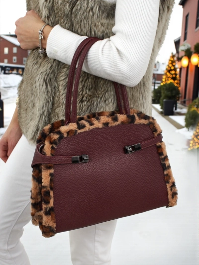 Petit sac à main pour femme en cuir écologique avec motif léopard Panthory