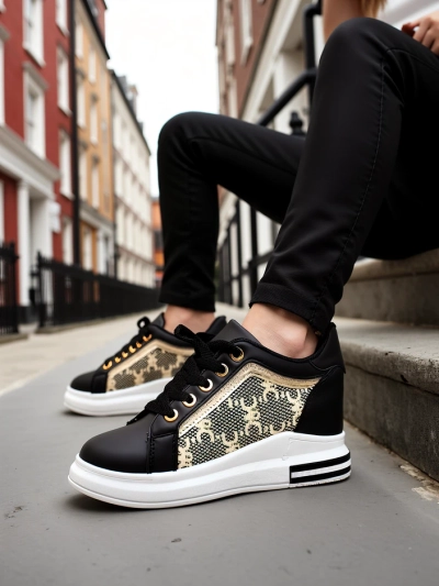 Royalfashion Chaussures de sport pour femmes avec semelle compensée cachée Jesioo
