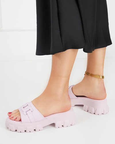 OUTLET Pantoufles violettes pour femmes sur une semelle plus épaisse Inza-Shoes
