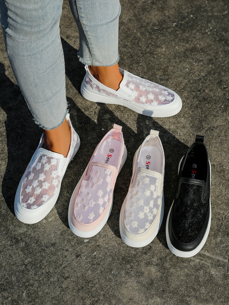 Mocassins en mesh pour femmes Royalfashion avec fleurs Emzos