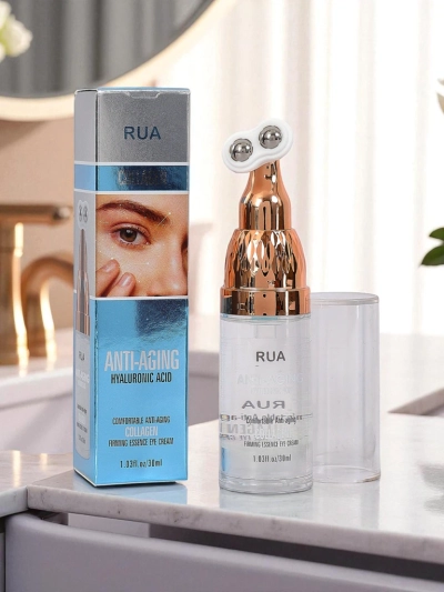 Sérum pour les yeux avec double applicateur à bille, acide hyaluronique et collagène - hydrate, raffermit et régénère