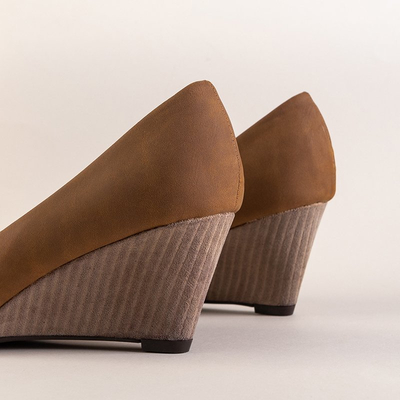 Escarpins compensés camel femme Nicolas - Chaussures