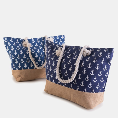 Sac de plage bleu marine avec ancres - Sacs à main