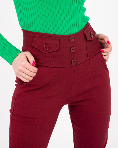 Tregging femme bordeaux à boutons - Vêtements