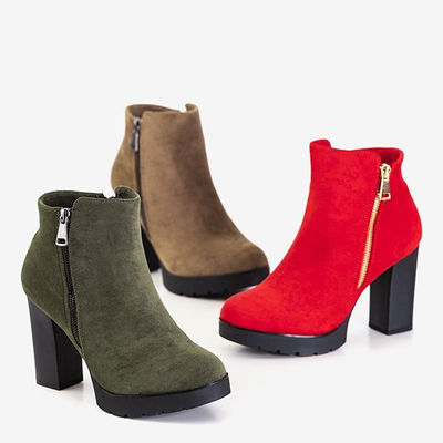Bottines pour femmes rouges avec une fermeture éclair décorative Tantana - Footwear