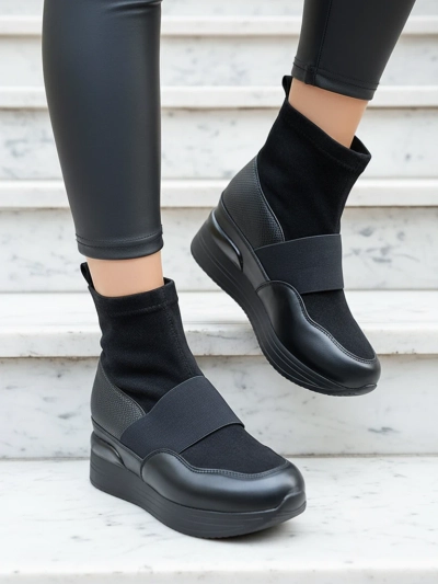 Bottines slip-on femme noires avec embossage Keleda - Chaussures