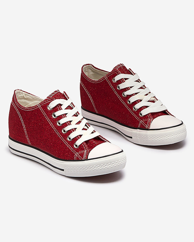Baskets rouges pour femmes sur une ancre cachée avec fil brillant Seggat- Footwear
