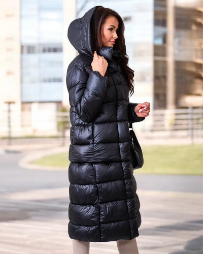 Royalfashion Veste d'hiver noire pour femme
