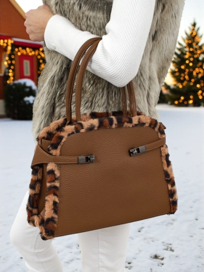 Petit sac à main pour femme en cuir écologique avec motif léopard Panthory