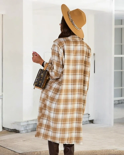 Royalfashion Manteau à carreaux pour femme