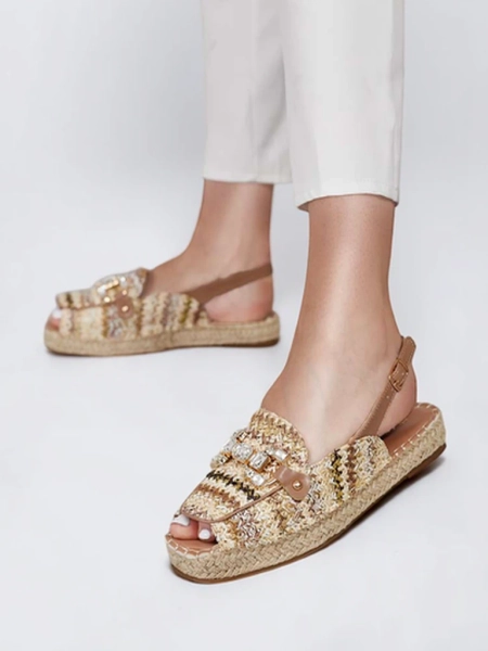 Royalfashion Espadrilles pour femmes à bout ouvert