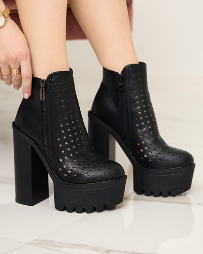 OUTLET Bottes femme noires ajourées sur le post Elangel-Footwear