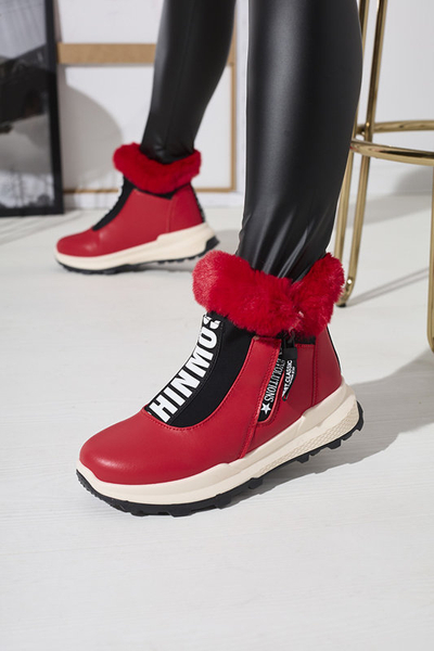 Bottes rouges isolées pour femmes avec fourrure Scherr- Footwear