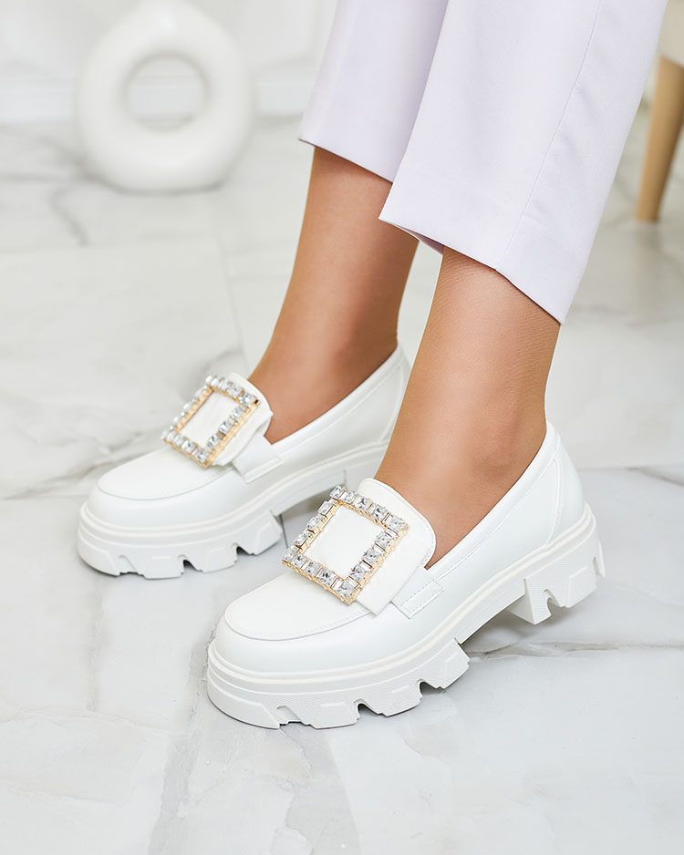 Royalfashion Mocassins blancs avec décoration sur le nez Alomease