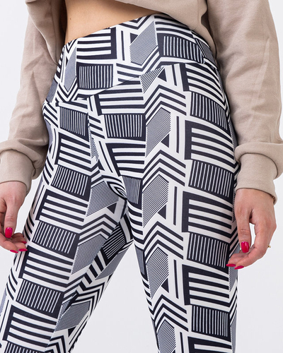 Legging taille haute noir et blanc femme à motifs - Vêtements
