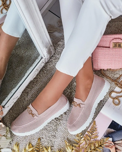 Royalfashion Mocassins en tissu pour femme avec ornementation dorée Erticae