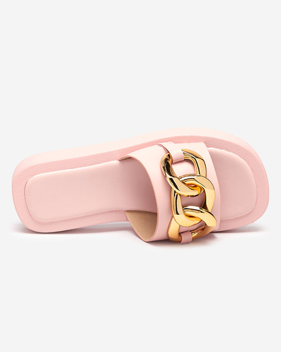 Chaussons femme rose avec chaîne dorée Reteris - Chaussures