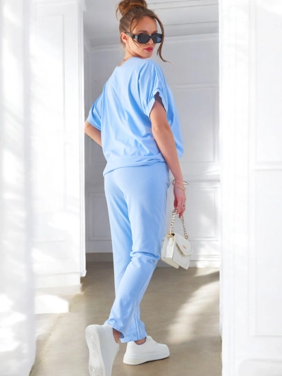 Ensemble en coton Royalfashion pour femmes avec des manches courtes et un pantalon droit