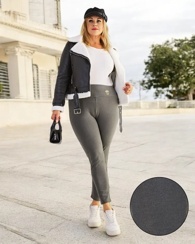 Legging de grande taille doublé en polaire pour femme Royalfashion