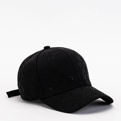 Casquette de baseball noire pour femme avec zircons cubiques - Accessoires