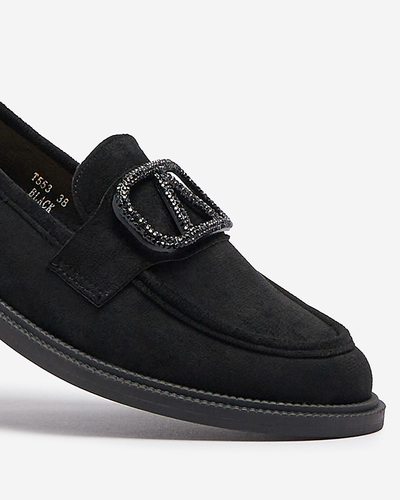 Mocassins noirs pour femmes avec ornement Fogras- Footwear