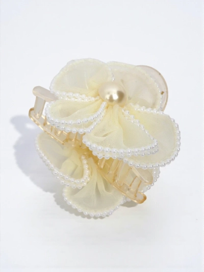 Royalfashion Pince à cheveux avec perles et fleur en tulle