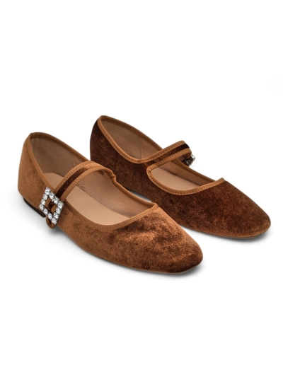 Royalfashion Ballerines pour femmes en velours avec une boucle et une sangle Enribes