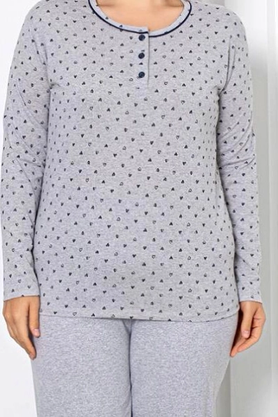 Ensemble de pyjama en coton pour femmes Royalfashion en 2 pièces avec cœurs GRANDE TAILLE