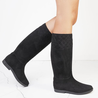 Bottes noires à talons plats Rosemery - Chaussures