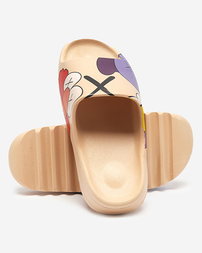 Chaussons pour femmes en caoutchouc beige avec imprimé Pfizz - Footwear