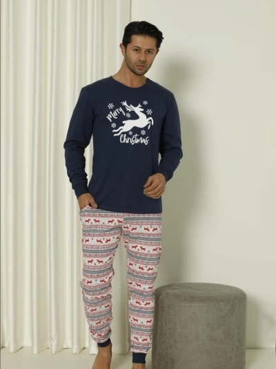 Pyjama en coton pour hommes Royalfashion Noël 2 pièces Joyeux Noël