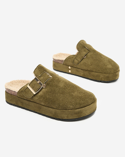 Royalfashion Pantoufles pour femmes avec peau de mouton et boucle Kajis