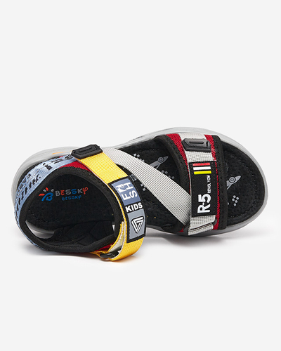 Sandales grises pour garçon avec inserts colorés et inscriptions Reberik - Footwear