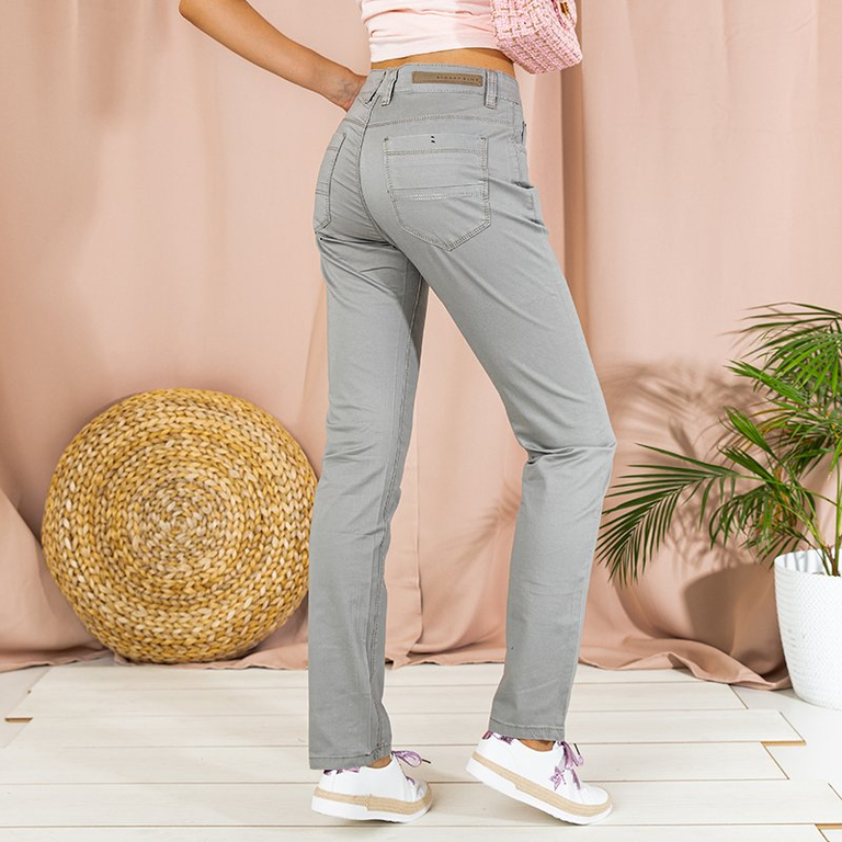 Pantalon droit gris pour femmes - Vêtements