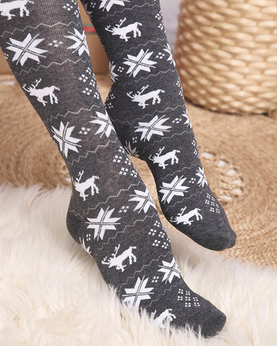 Chaussettes de Noël gris foncé pour femmes- Sous-vêtements