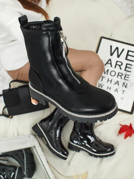 Bottines Luna Noires Élégantes en Cuir pour Femmes pour l'Automne